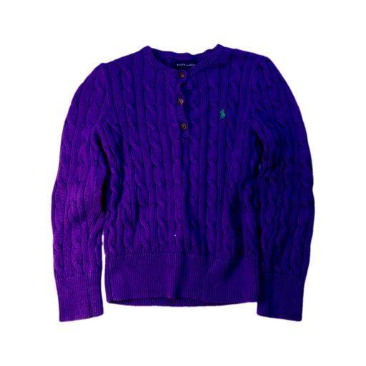 A Purple Buttoned Sweatshirts from Ralph Lauren in size 6T for girl. (Front View)
