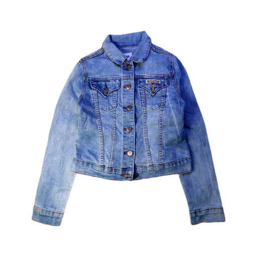 A Blue Lightweight Jackets from Hudson in size 10Y for girl. (Front View)