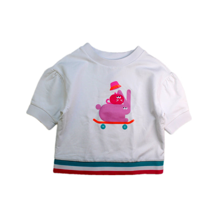 A White Short Sleeve T Shirts from Jacadi in size 8Y for girl. (Front View)