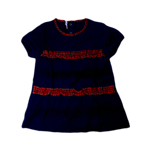 A Navy Short Sleeve Dresses from Familiar in size 4T for girl. (Front View)