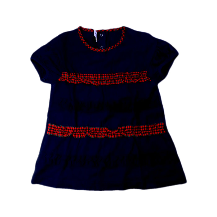 A Navy Short Sleeve Dresses from Familiar in size 4T for girl. (Front View)