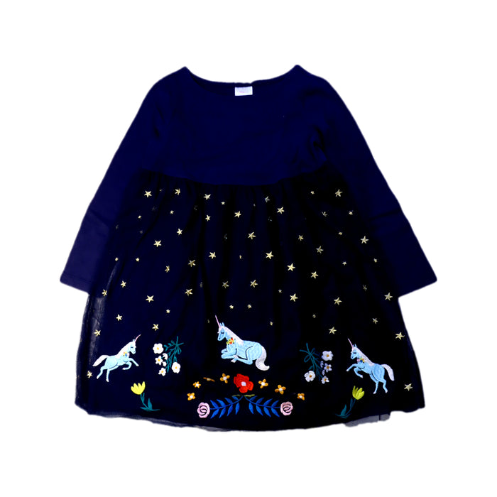 A Navy Long Sleeve Dresses from Hanna Andersson in size 5T for girl. (Front View)