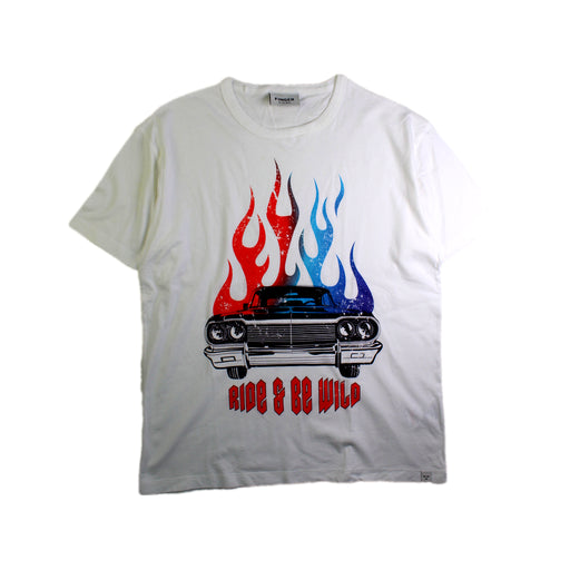 A White Short Sleeve T Shirts from Finger in the Nose in size 14Y for boy. (Front View)