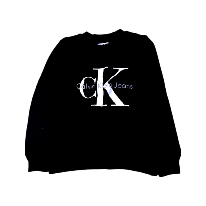 A Black Crewneck Sweatshirts from Calvin Klein in size 14Y for neutral. (Front View)