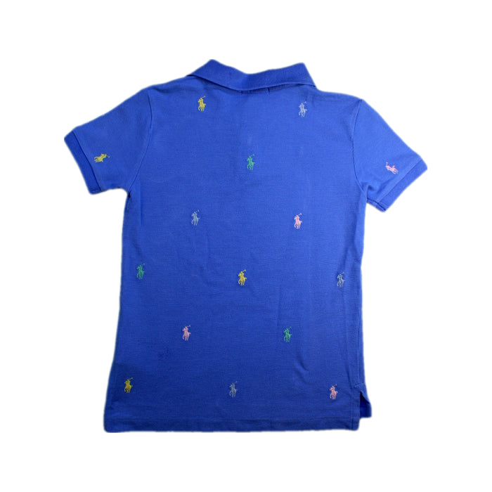 A Blue Short Sleeve Polos from Polo Ralph Lauren in size 6T for boy. (Back View)