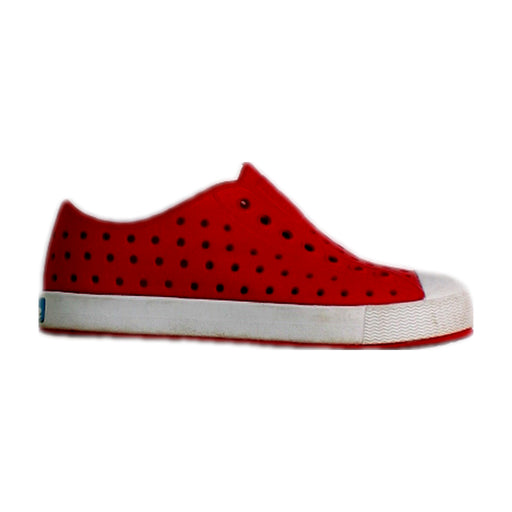 A Red Slip Ons from Native Shoes in size 6T for neutral. (Front View)