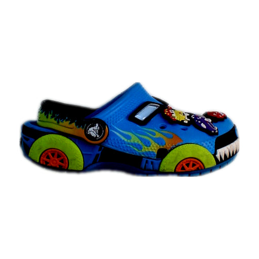 A Blue Slip Ons from Crocs in size 3T for boy. (Front View)