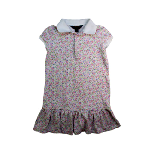 A Pink Short Sleeve Dresses from Polo Ralph Lauren in size 6T for girl. (Front View)