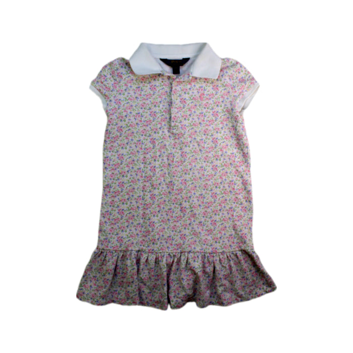 A Pink Short Sleeve Dresses from Polo Ralph Lauren in size 6T for girl. (Front View)