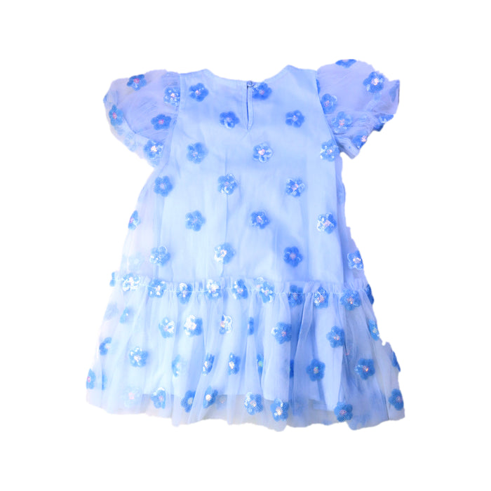 A Blue Short Sleeve Dresses from Seed in size 2T for girl. (Back View)