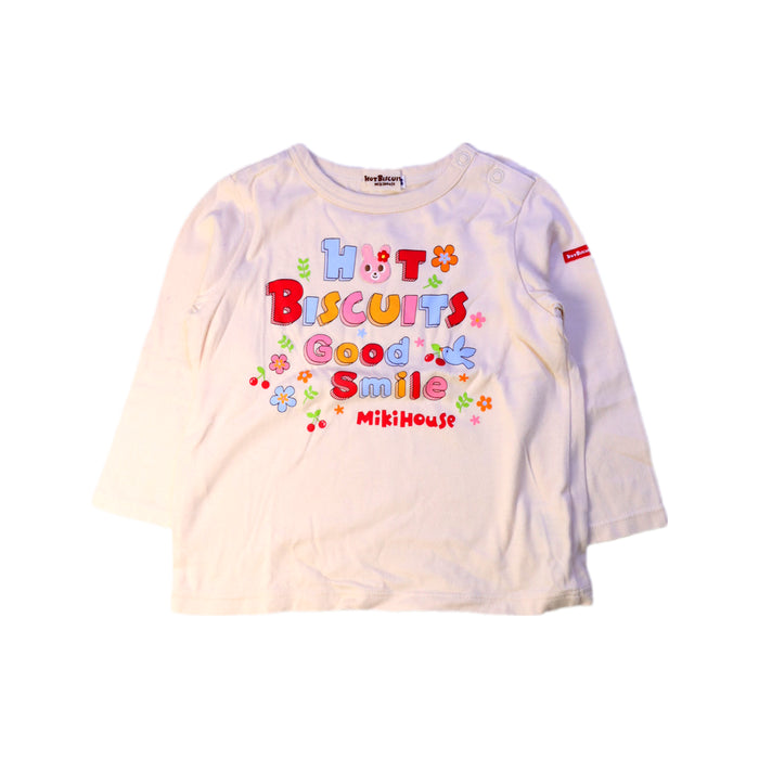 A White Long Sleeve Tops from Miki House in size 18-24M for girl. (Front View)