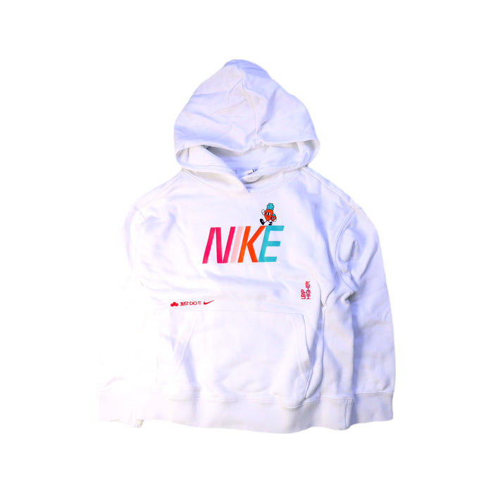 A White Hooded Sweatshirts from Nike in size 6T for girl. (Front View)