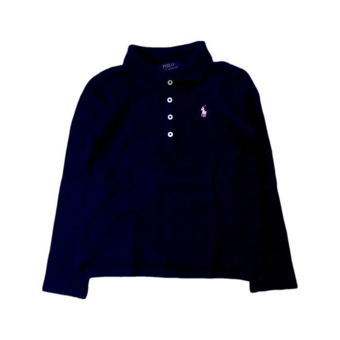 A Navy Long Sleeve Polos from Polo Ralph Lauren in size 5T for girl. (Front View)
