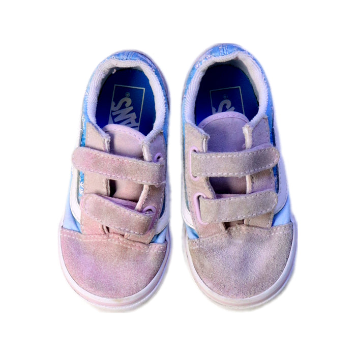 A Blue Sneakers from Vans in size 3T for girl. (Back View)