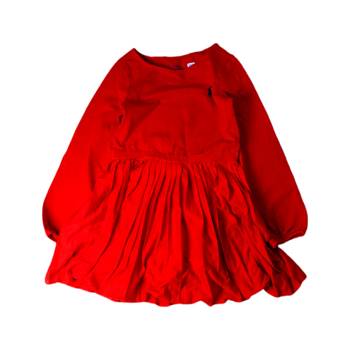 A Red Long Sleeve Dresses from Polo Ralph Lauren in size 4T for girl. (Front View)