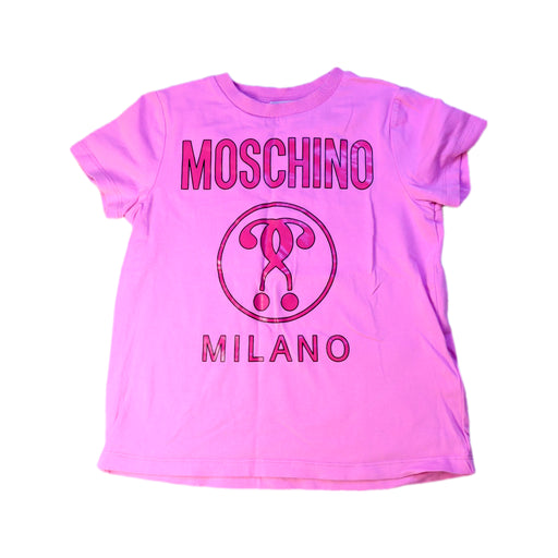 A Pink Short Sleeve T Shirts from Moschino in size 4T for girl. (Front View)