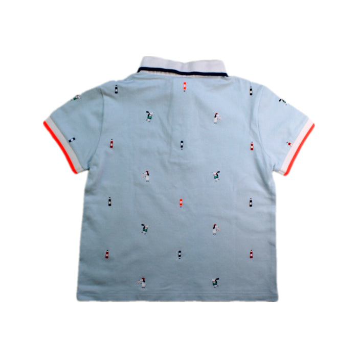 A Blue Short Sleeve Polos from Jacadi in size 6T for boy. (Back View)