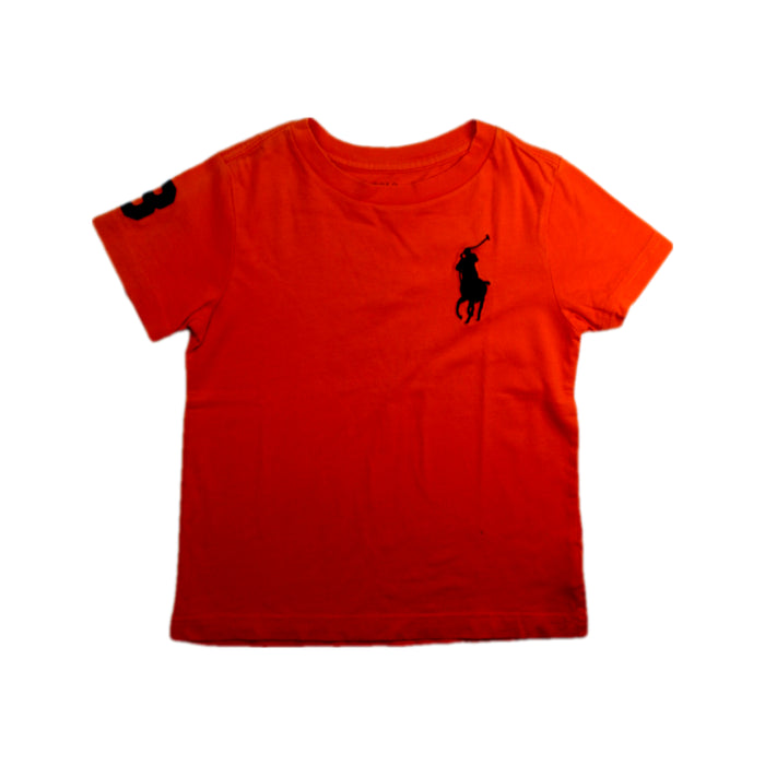 A Orange Short Sleeve T Shirts from Polo Ralph Lauren in size 3T for boy. (Front View)