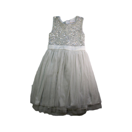 A Silver Sleeveless Dresses from Mini Maya in size 5T for girl. (Front View)