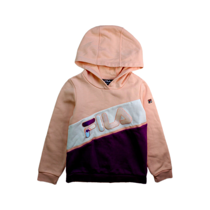A Peach Hooded Sweatshirts from Fila in size 5T for girl. (Front View)