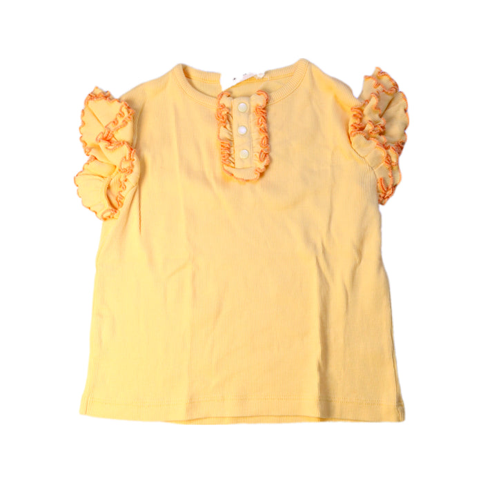 A Yellow Short Sleeve Tops from Misha & Puff in size 5T for girl. (Front View)