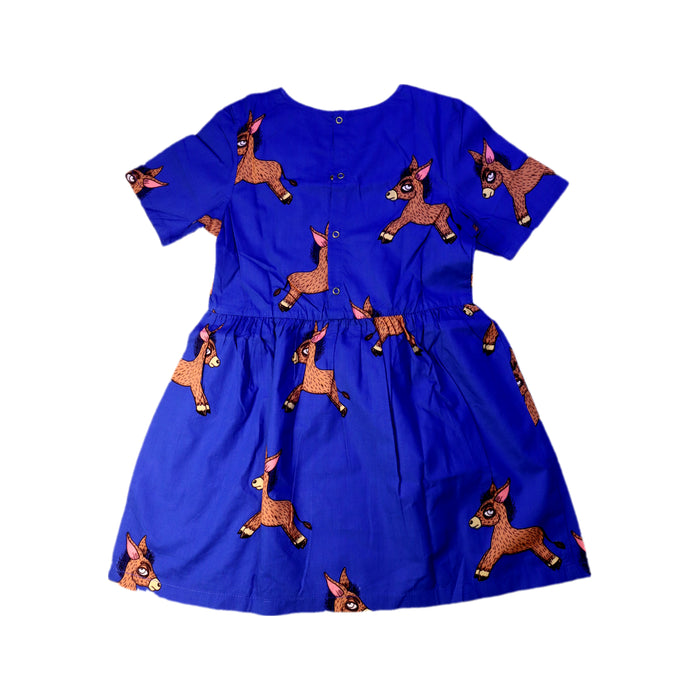 A Blue Short Sleeve Dresses from Mini Rodini in size 3T for girl. (Back View)
