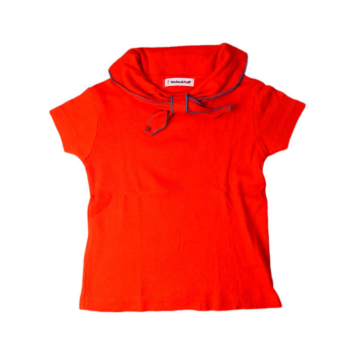 A Red Short Sleeve Tops from Misha & Puff in size 5T for girl. (Front View)