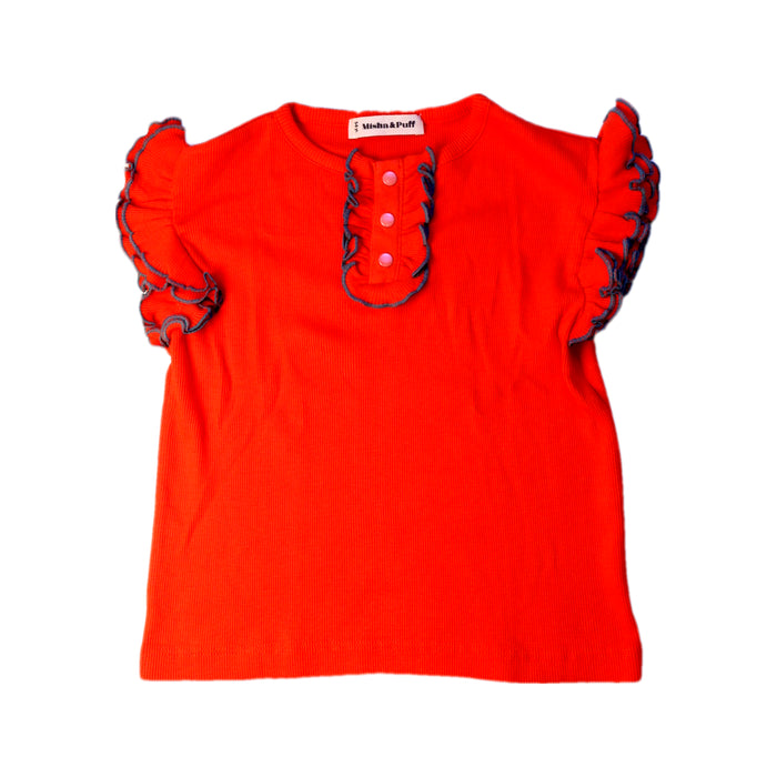 A Orange Short Sleeve Tops from Misha & Puff in size 5T for girl. (Front View)