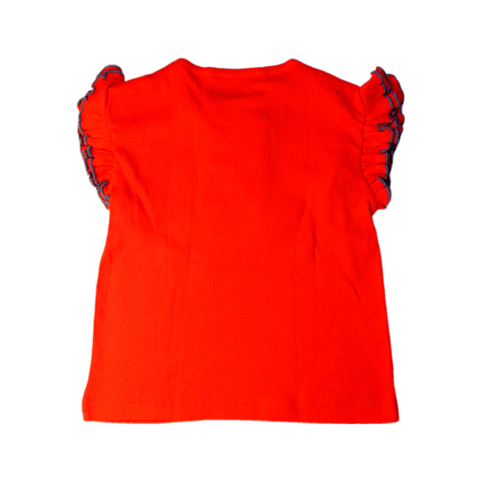 A Orange Short Sleeve Tops from Misha & Puff in size 5T for girl. (Back View)