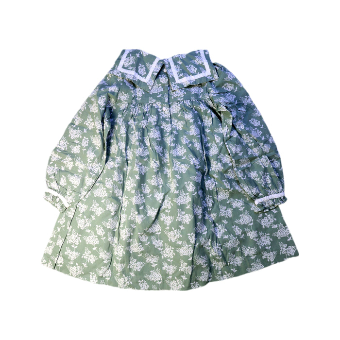 A Green Long Sleeve Dresses from Little Cotton Clothes in size 5T for girl. (Back View)