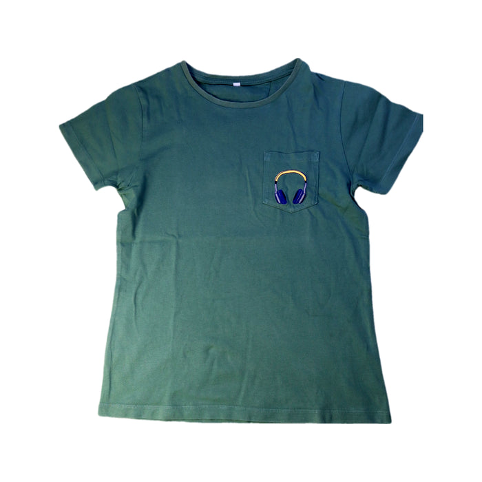 A Green Short Sleeve T Shirts from Excuse My French in size 10Y for boy. (Front View)