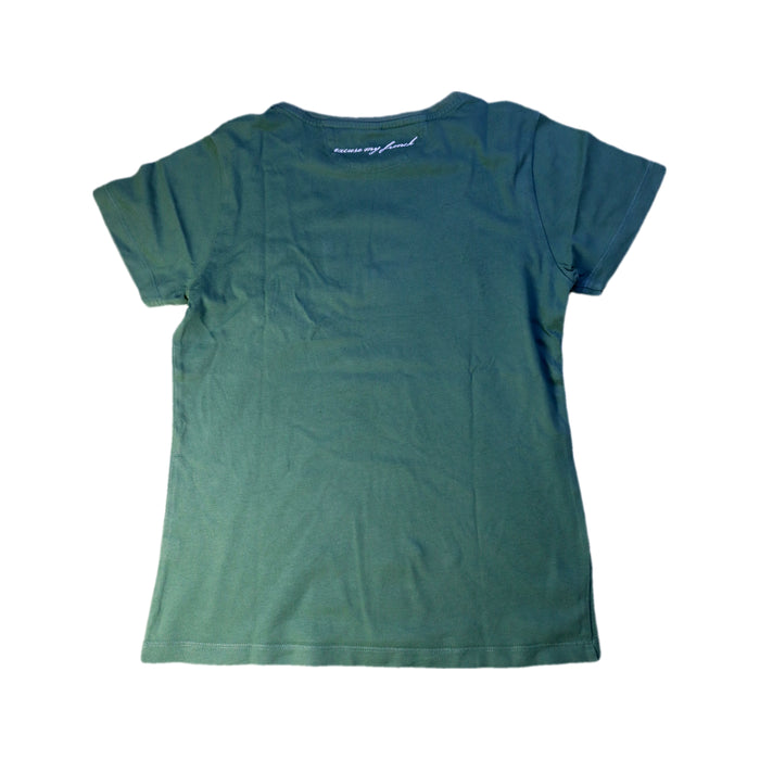 A Green Short Sleeve T Shirts from Excuse My French in size 10Y for boy. (Back View)