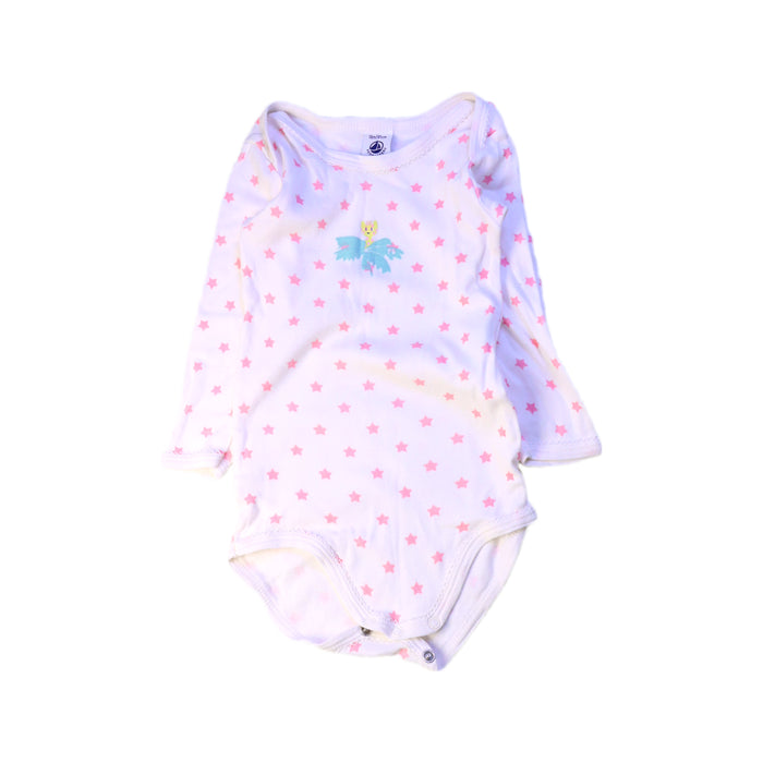 A Pink Long Sleeve Bodysuits from Petit Bateau in size 12-18M for neutral. (Front View)