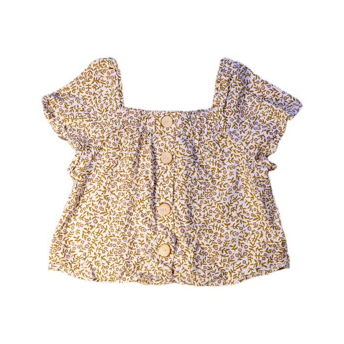A Beige Short Sleeve Tops from Rylee + Cru in size 2T for girl. (Front View)