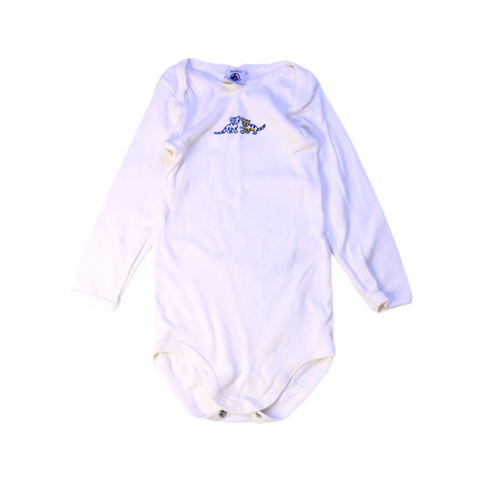 A White Long Sleeve Bodysuits from Petit Bateau in size 12-18M for boy. (Front View)