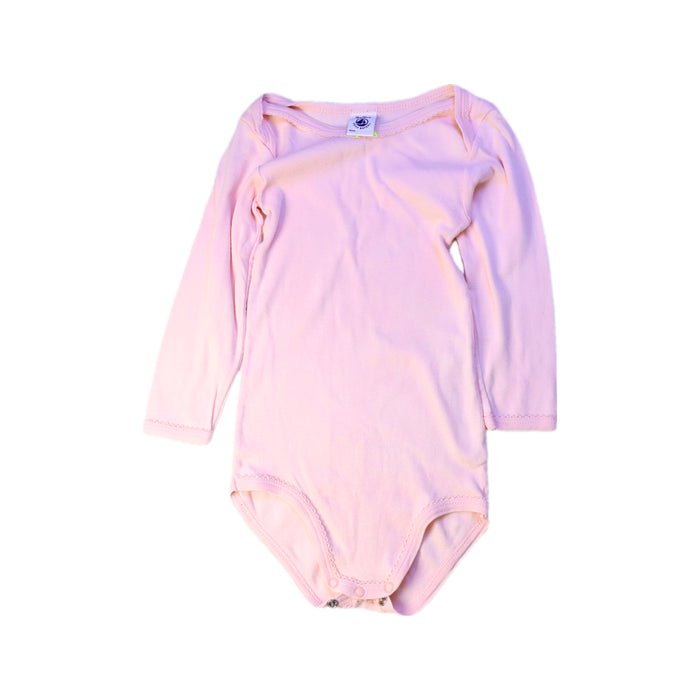 A Pink Long Sleeve Bodysuits from Petit Bateau in size 12-18M for neutral. (Front View)