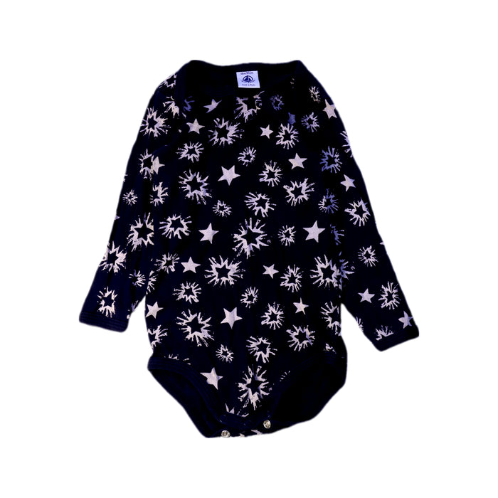 A Navy Long Sleeve Bodysuits from Petit Bateau in size 12-18M for neutral. (Front View)