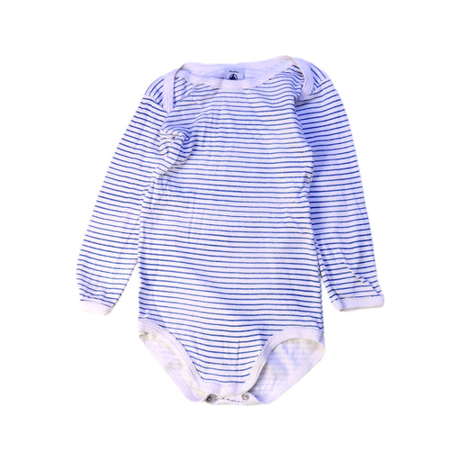 A Blue Long Sleeve Bodysuits from Petit Bateau in size 12-18M for girl. (Front View)