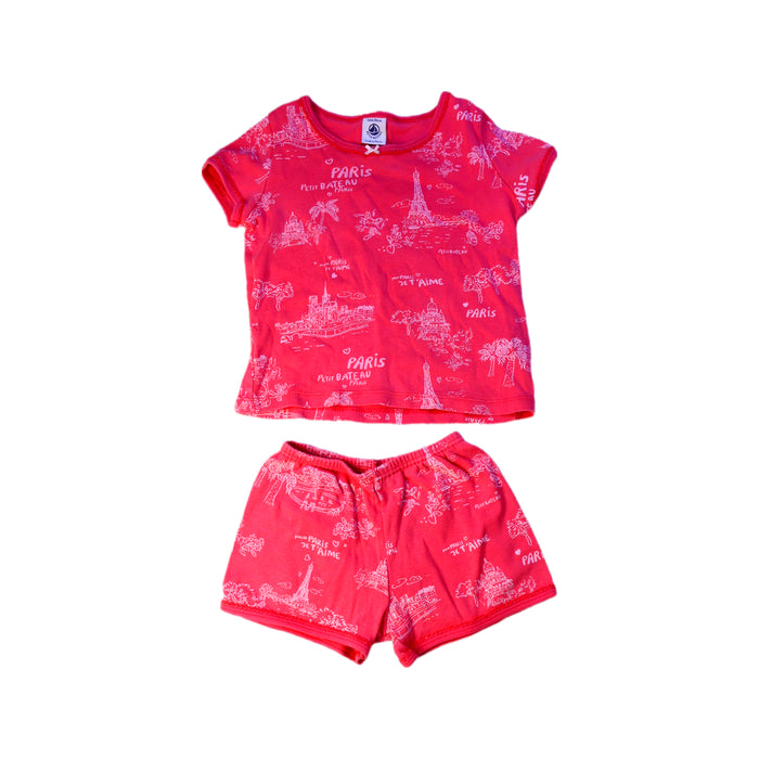 A Red Shorts Sets from Petit Bateau in size 2T for neutral. (Front View)