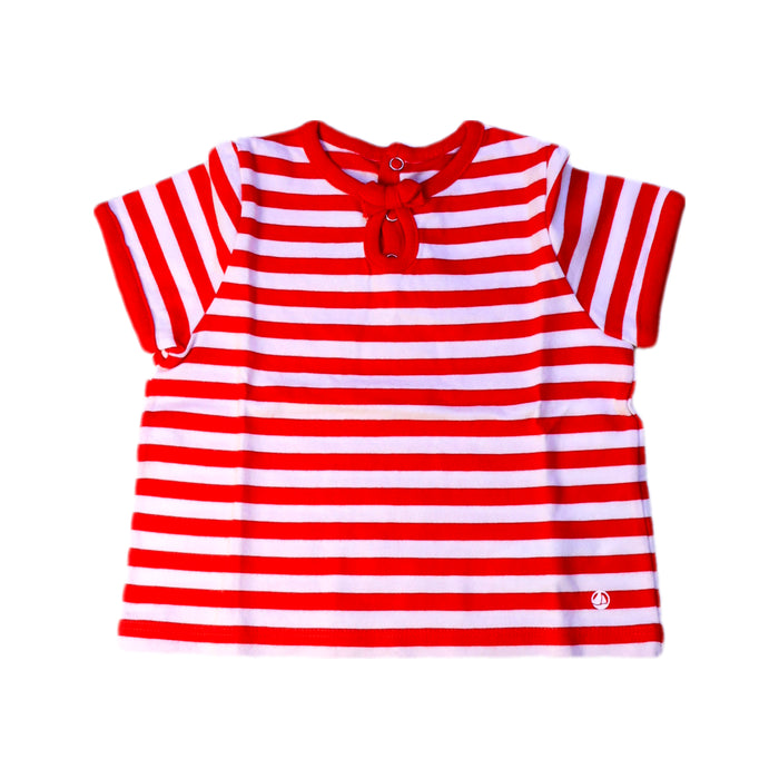 A Red Short Sleeve Tops from Petit Bateau in size 3-6M for girl. (Front View)