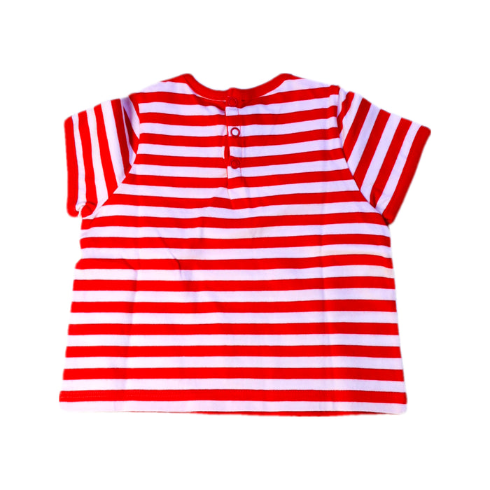 A Red Short Sleeve Tops from Petit Bateau in size 3-6M for girl. (Back View)