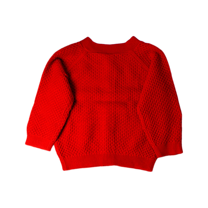 A Red Cardigans from Petit Bateau in size 6-12M for girl. (Back View)
