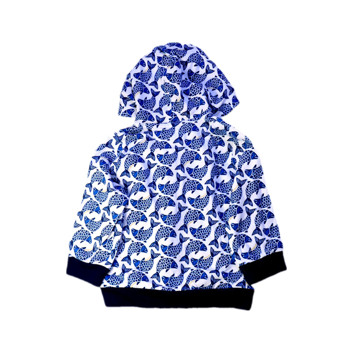 A Blue Zippered Sweatshirts from Petit Bateau in size 6-12M for boy. (Back View)