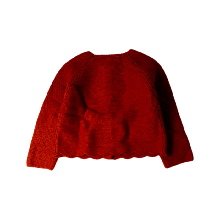 A Red Cardigans from Jacadi in size 6-12M for girl. (Back View)