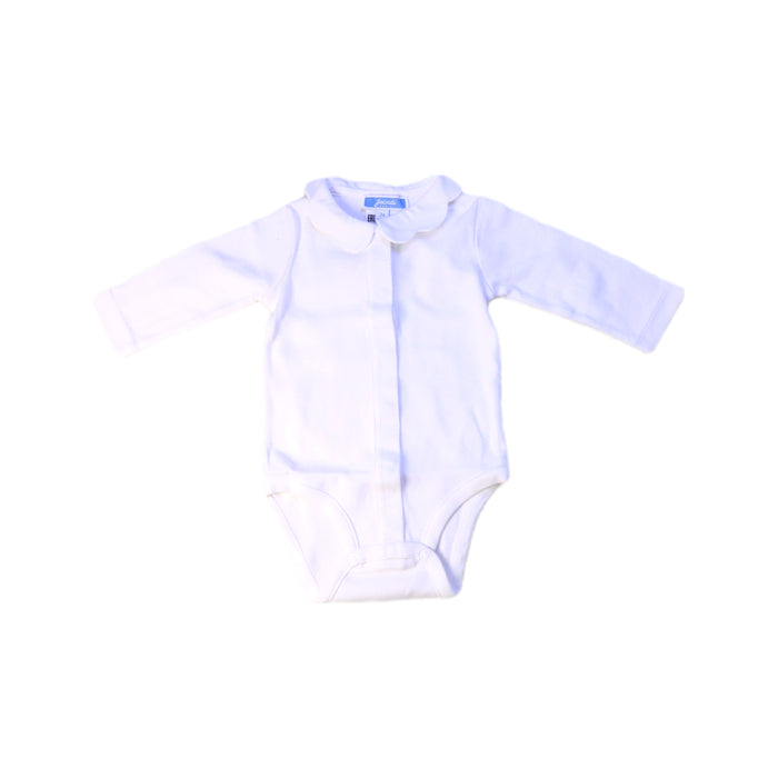 A White Long Sleeve Bodysuits from Jacadi in size 0-3M for girl. (Front View)