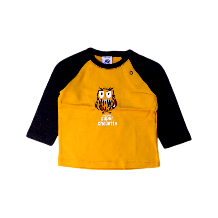 A Yellow Long Sleeve Tops from Petit Bateau in size 3-6M for boy. (Front View)