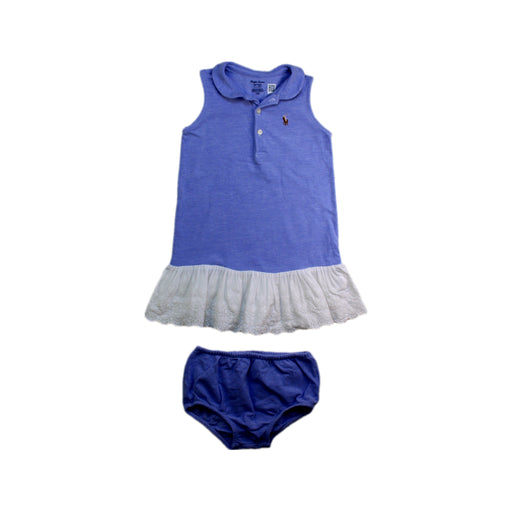 A Blue Sleeveless Dresses from Ralph Lauren in size 12-18M for girl. (Front View)