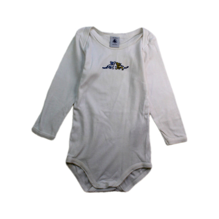 A White Long Sleeve Bodysuits from Petit Bateau in size 12-18M for boy. (Front View)