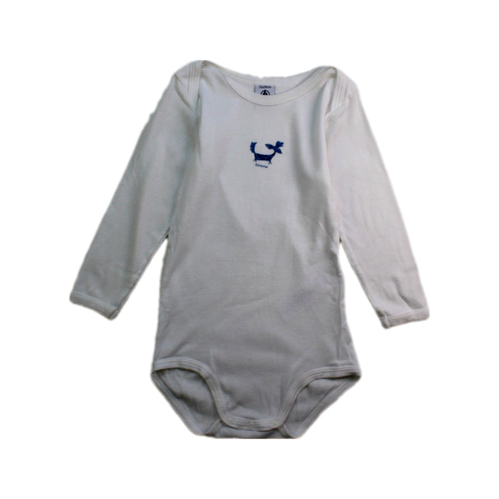 A White Long Sleeve Bodysuits from Petit Bateau in size 18-24M for boy. (Front View)