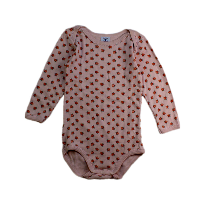 A Pink Long Sleeve Bodysuits from Petit Bateau in size 12-18M for girl. (Front View)